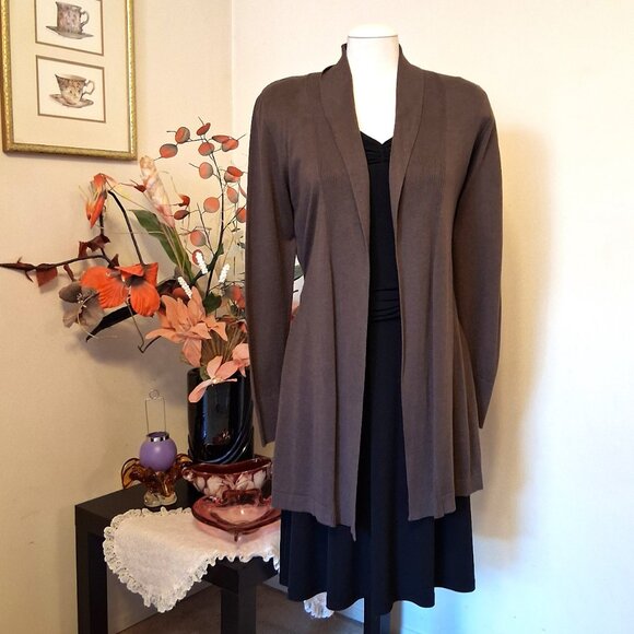 NWOT gollehaug collection Brown Cardigan Knit Lightweight Sweater Outerwear - Picture 5 of 7